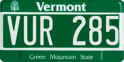 VT license plate VUR285