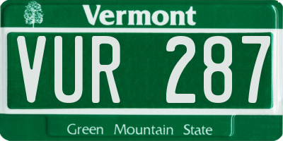 VT license plate VUR287