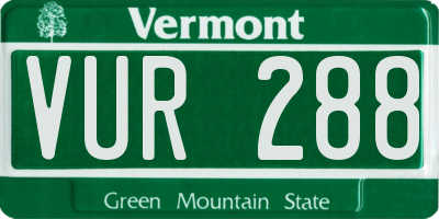 VT license plate VUR288