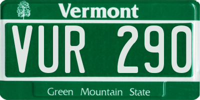 VT license plate VUR290