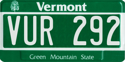 VT license plate VUR292