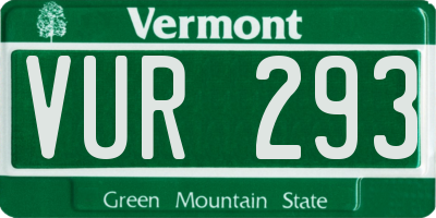 VT license plate VUR293