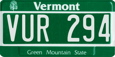 VT license plate VUR294