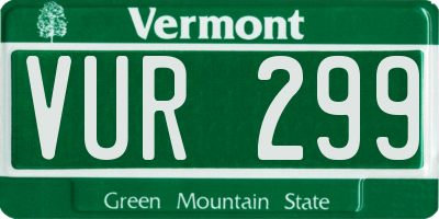 VT license plate VUR299