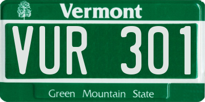 VT license plate VUR301