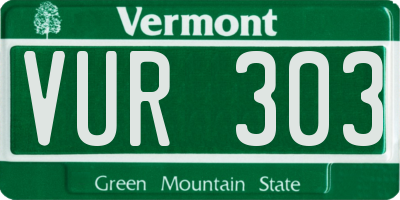 VT license plate VUR303