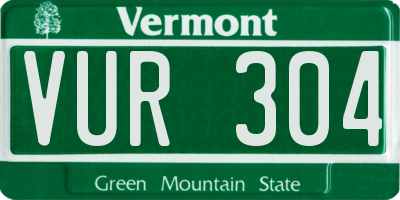 VT license plate VUR304