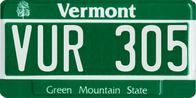 VT license plate VUR305
