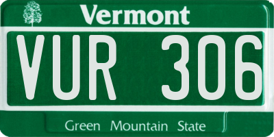 VT license plate VUR306