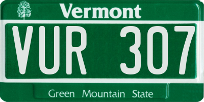 VT license plate VUR307