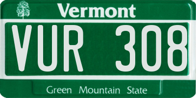 VT license plate VUR308