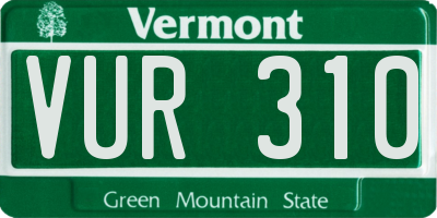VT license plate VUR310
