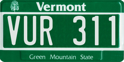 VT license plate VUR311
