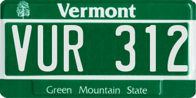 VT license plate VUR312