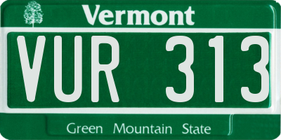 VT license plate VUR313