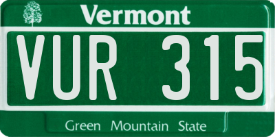 VT license plate VUR315