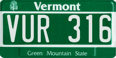 VT license plate VUR316
