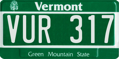 VT license plate VUR317