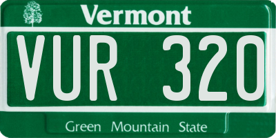 VT license plate VUR320