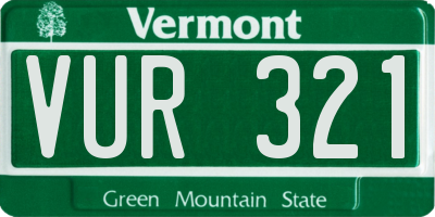 VT license plate VUR321