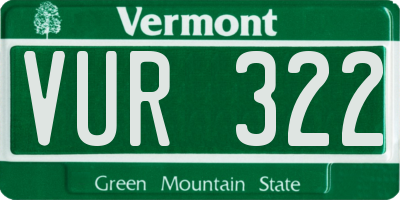 VT license plate VUR322