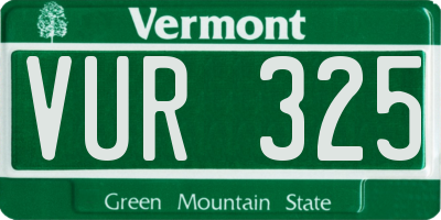 VT license plate VUR325