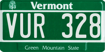 VT license plate VUR328