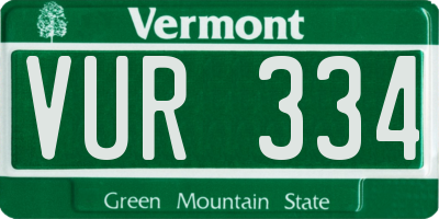 VT license plate VUR334