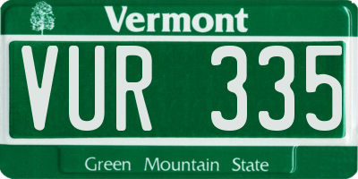 VT license plate VUR335