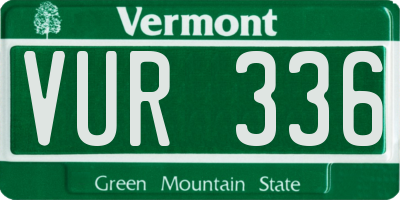 VT license plate VUR336