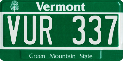 VT license plate VUR337