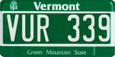 VT license plate VUR339