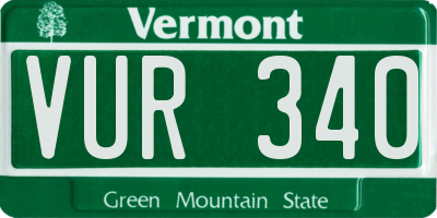 VT license plate VUR340