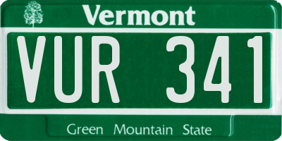 VT license plate VUR341