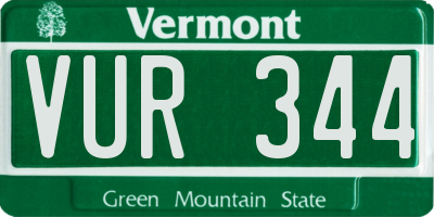 VT license plate VUR344