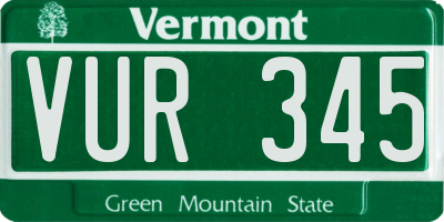VT license plate VUR345