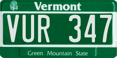VT license plate VUR347