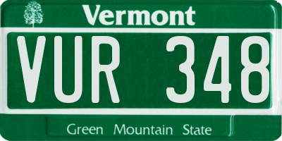 VT license plate VUR348