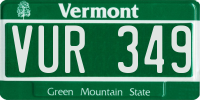 VT license plate VUR349