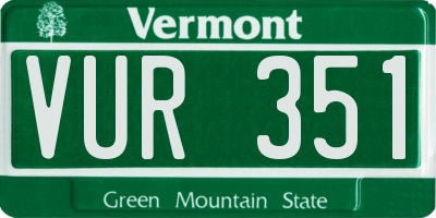VT license plate VUR351