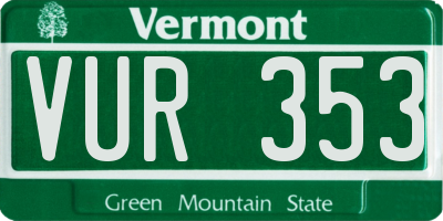VT license plate VUR353