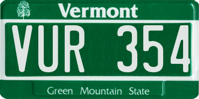 VT license plate VUR354