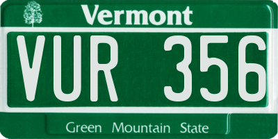 VT license plate VUR356