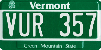 VT license plate VUR357