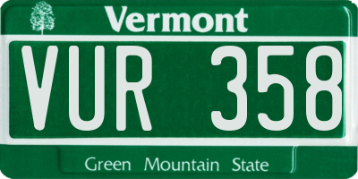 VT license plate VUR358