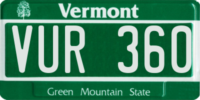 VT license plate VUR360
