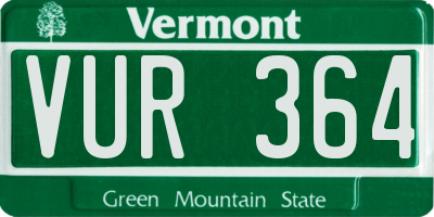 VT license plate VUR364