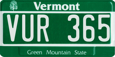 VT license plate VUR365