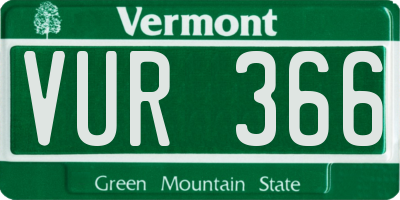 VT license plate VUR366