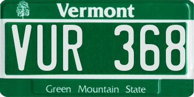 VT license plate VUR368